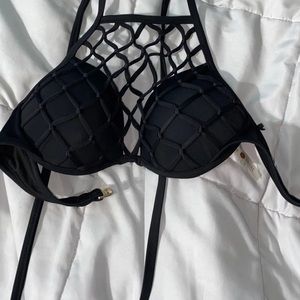 Caged neck bikini top